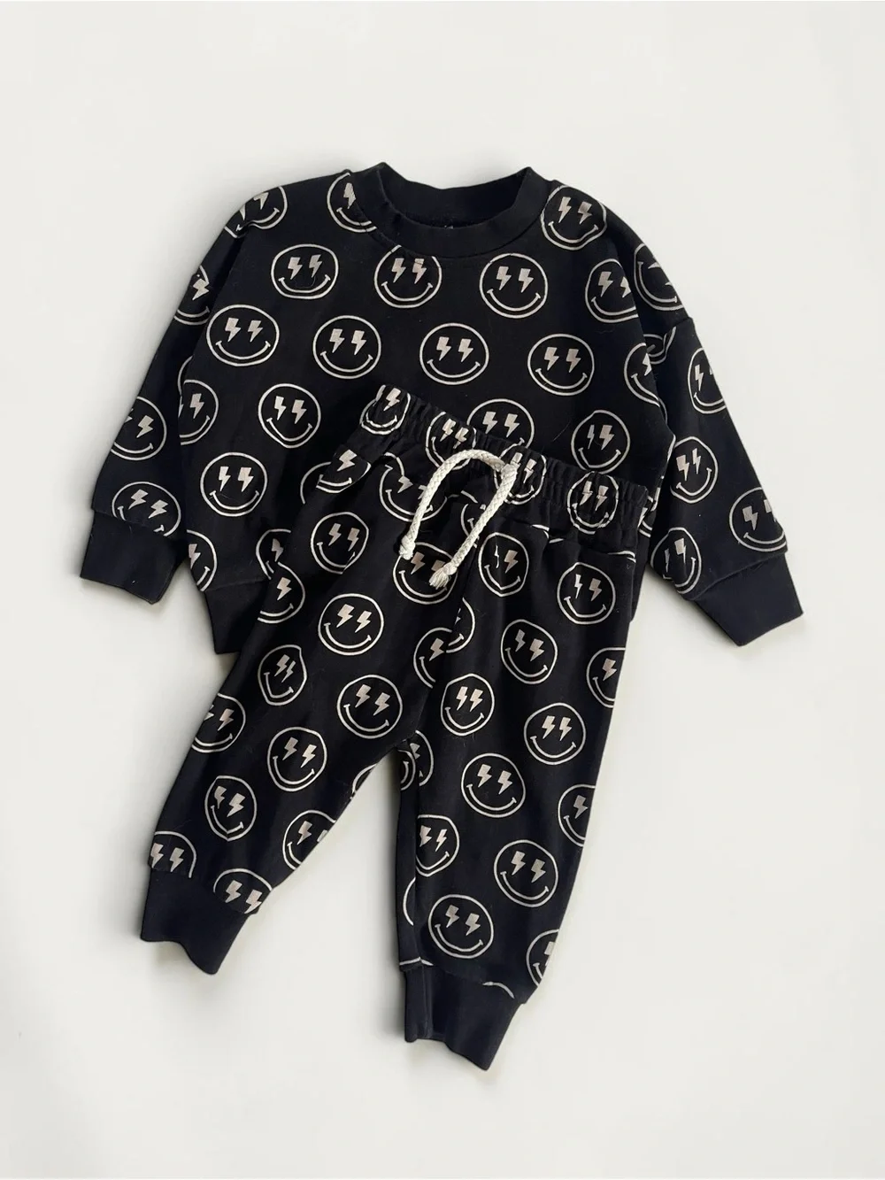 LPK Lightening Bolt Smiley Face Comfy Cozy Sweatshirt Jogger Set